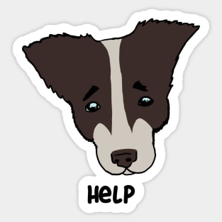 help. sad dog Sticker